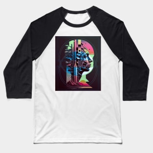Collage Face Colorful Baseball T-Shirt